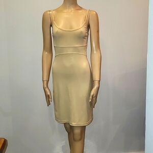 Bisou Bisou vintage beige nude color bodycon slip dress size small